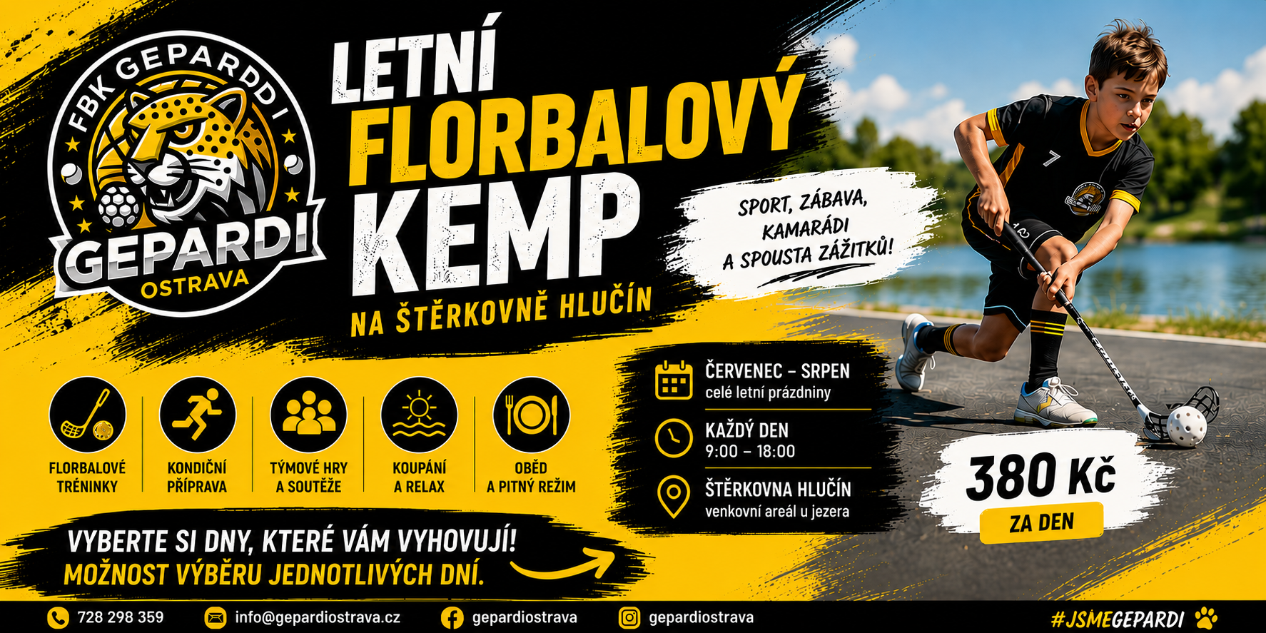 Zažijte léto plné sportu a zábavy! Příměstský florbalový kemp na Štěrkovně Hlučín
